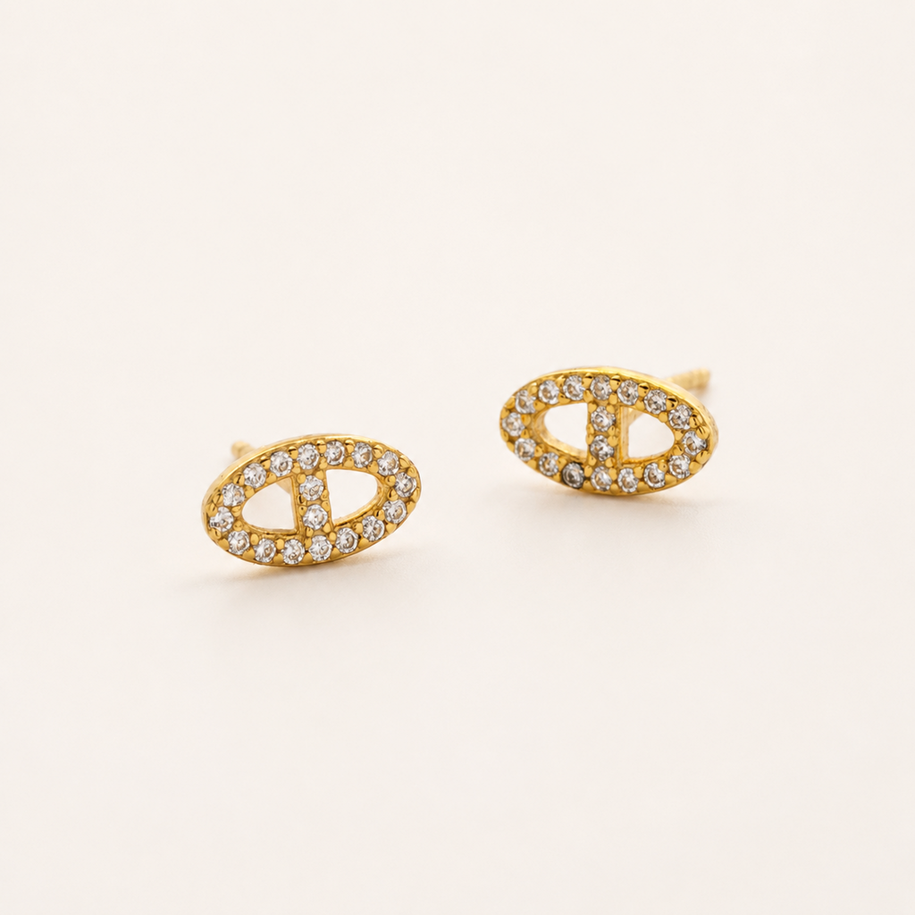 Sterling Silver Pave Initial H Stud Earrings detail