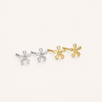 Sterling Silver Mini Flower Stud Earrings detail