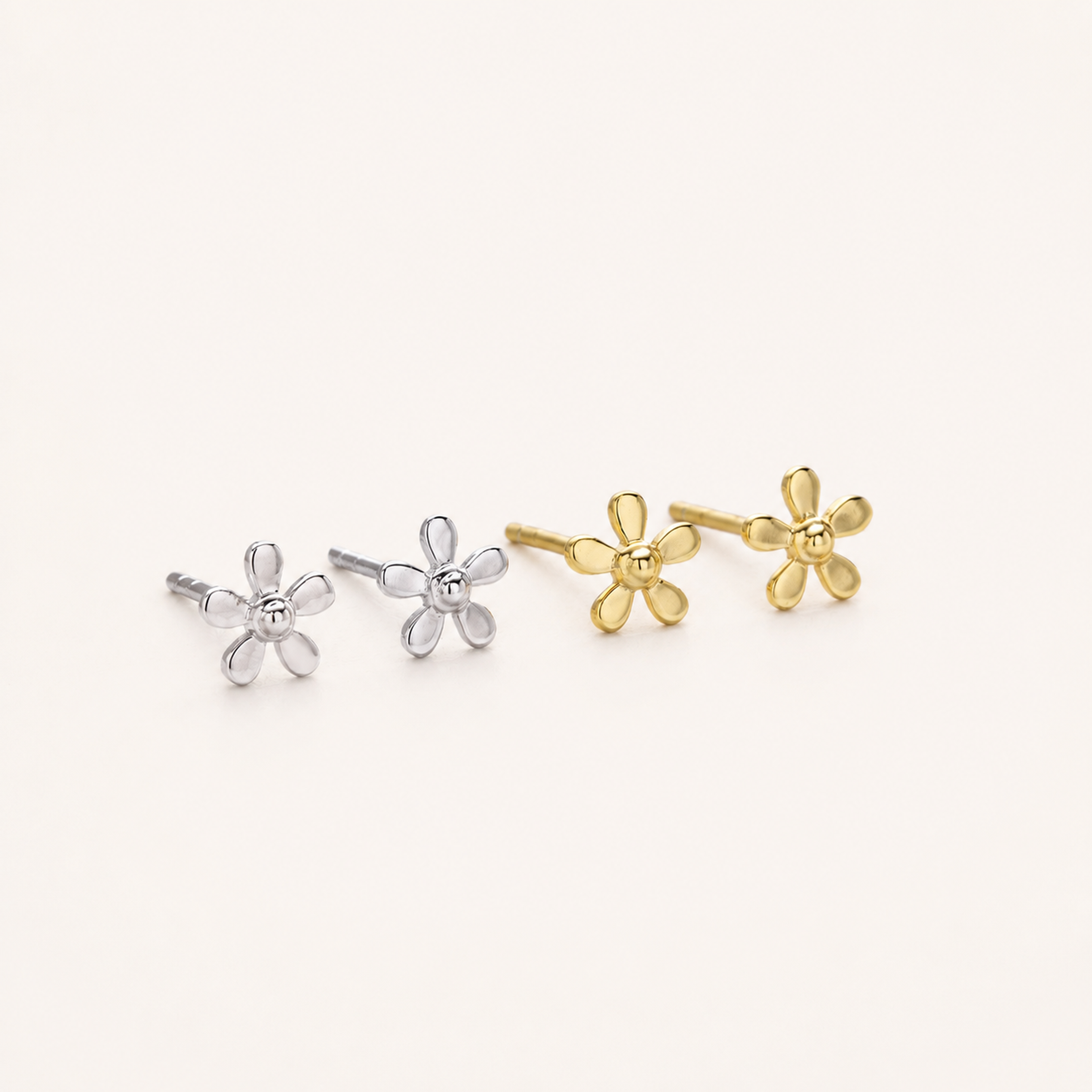 Sterling Silver Mini Flower Stud Earrings detail