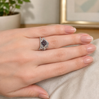 Starlit Crescent Lab-Grown Alexandrite Ring worn on hand