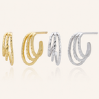 Sterling Silver Layered Arc Stud Earrings