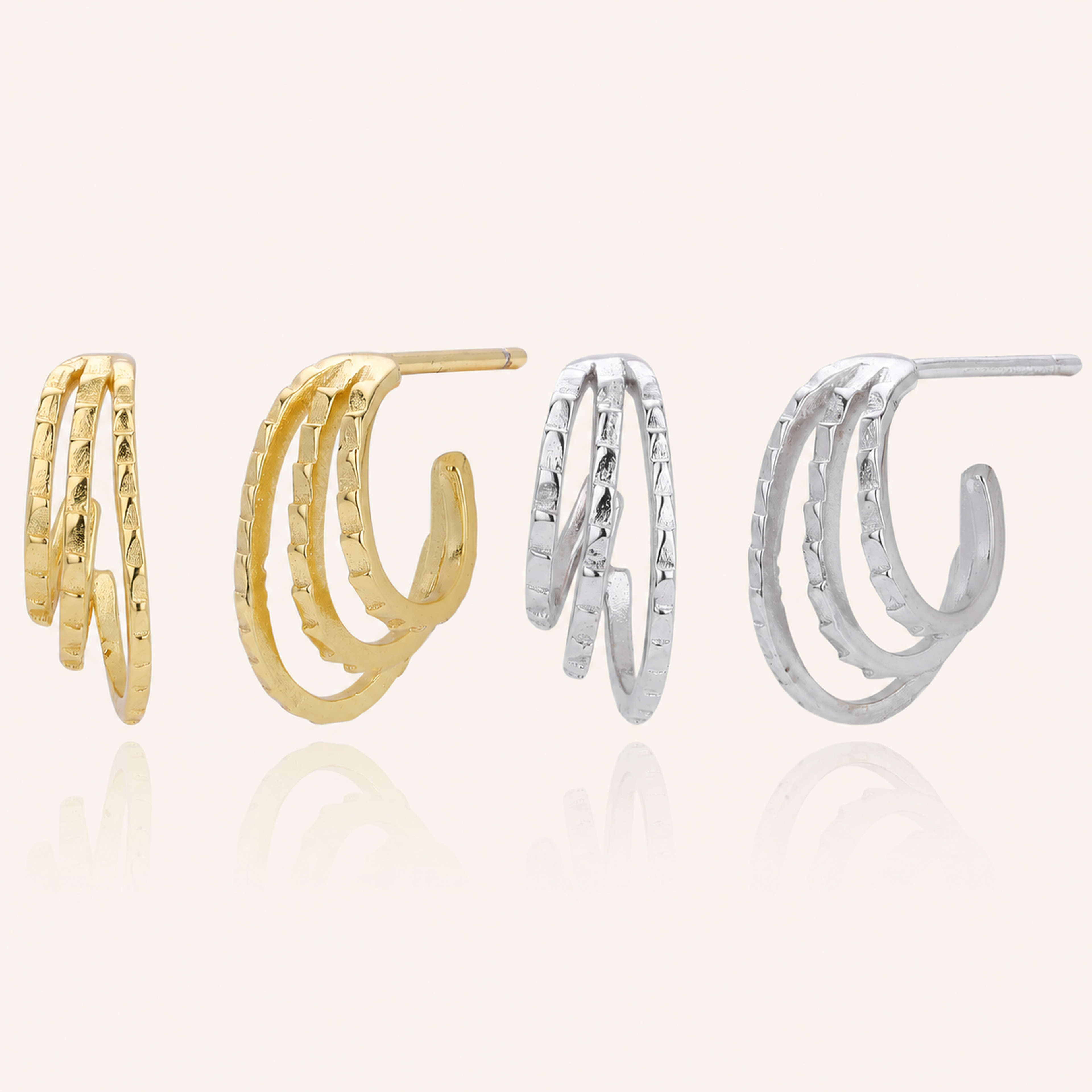 Sterling Silver Layered Arc Stud Earrings