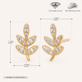 Sterling Silver Round Zirconia Solitaire Stud Earrings - Gold