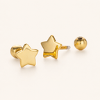 Sterling Silver Polished Five-Point Star Flat Back Earrings detail view