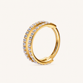 Double Row Crystal Titanium Hoop Earrings - Gold