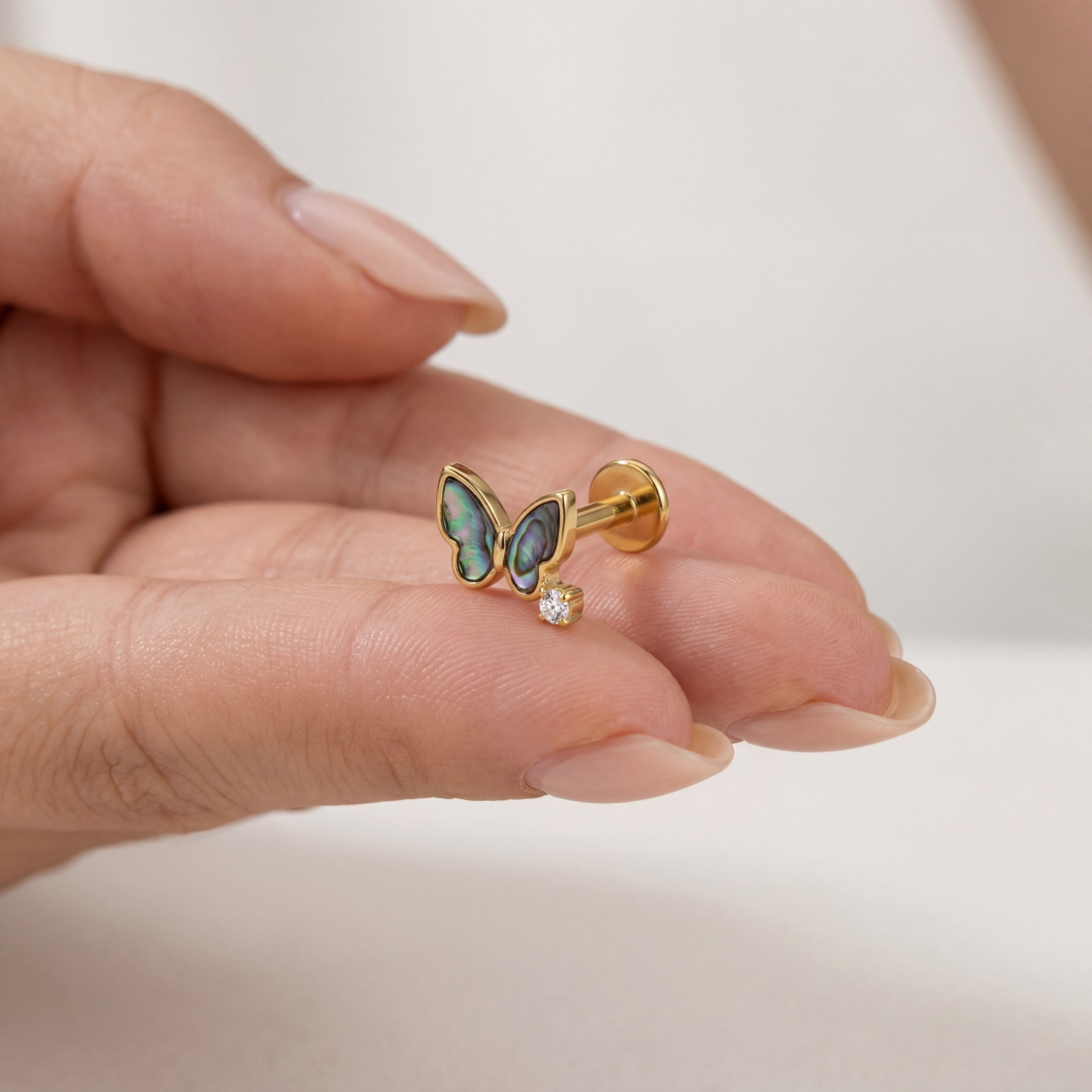 Shell Butterfly Titanium Stud Earrings - image 4