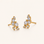 Sterling Silver Oriental Zirconia Stud Earrings detail view