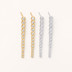 Sterling Silver Zirconia Bar Stud Earrings detail