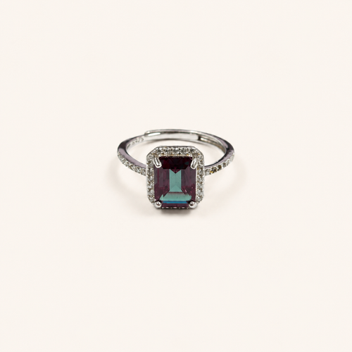 Lucent Halo Lab-Grown Alexandrite Ring