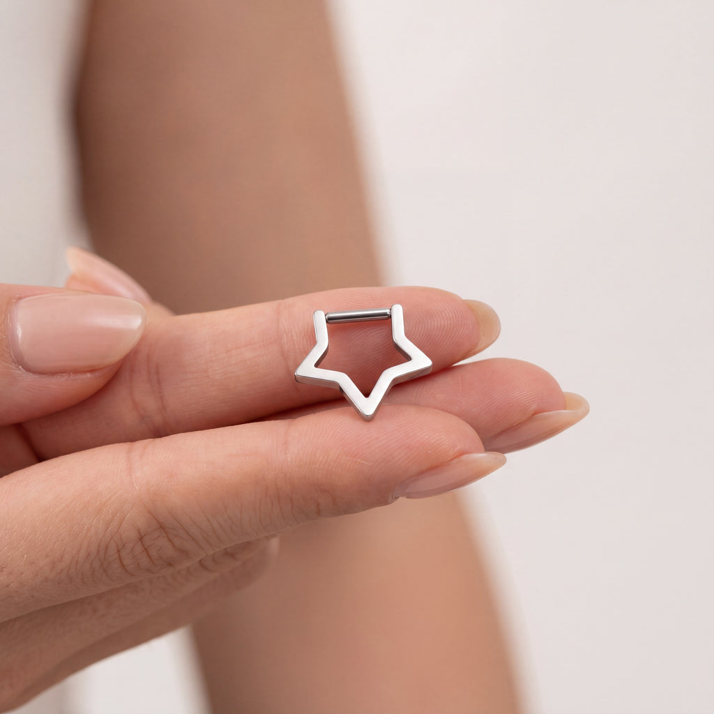 Open Star Titanium Hoop Earrings - image 4