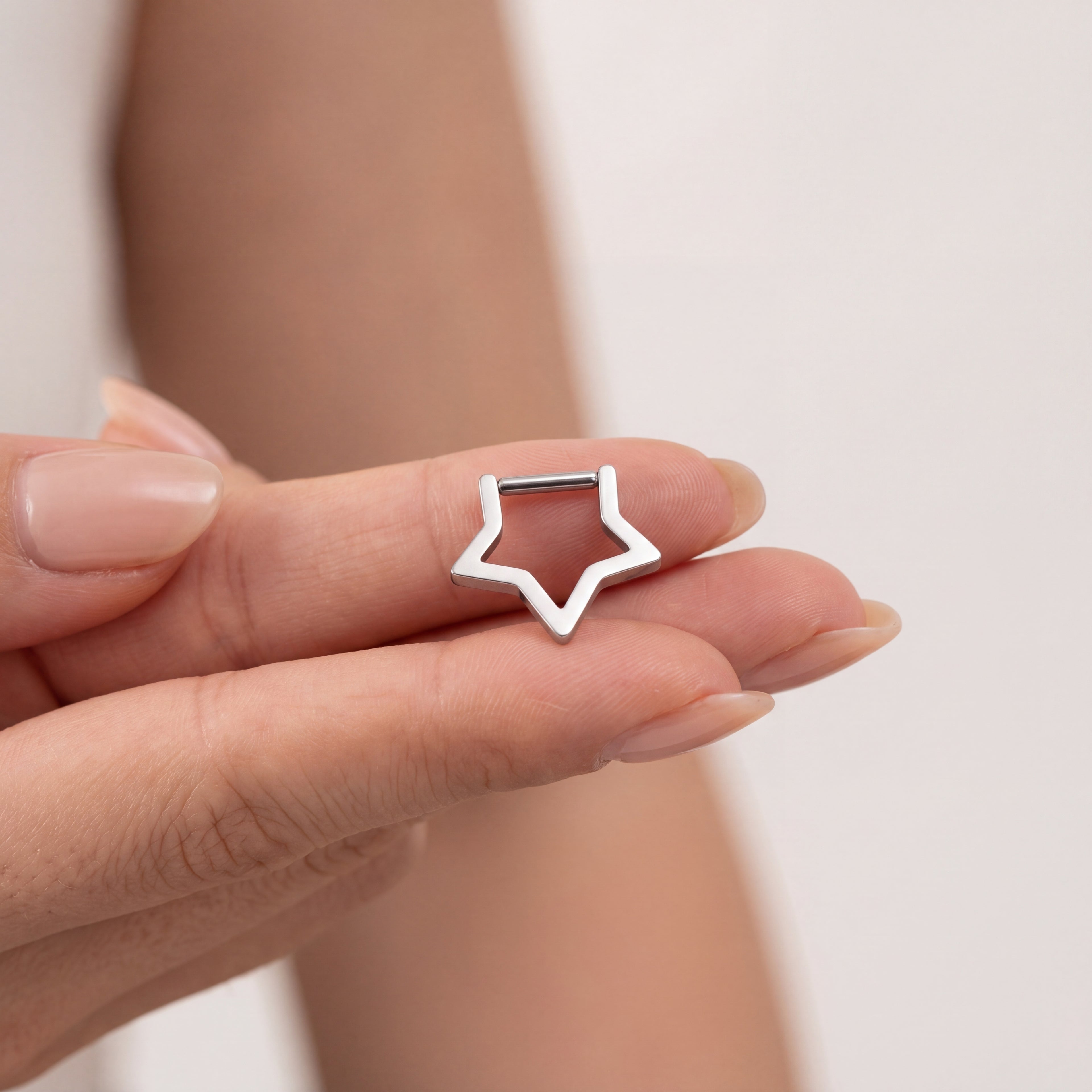 Open Star Titanium Hoop Earrings - image 4