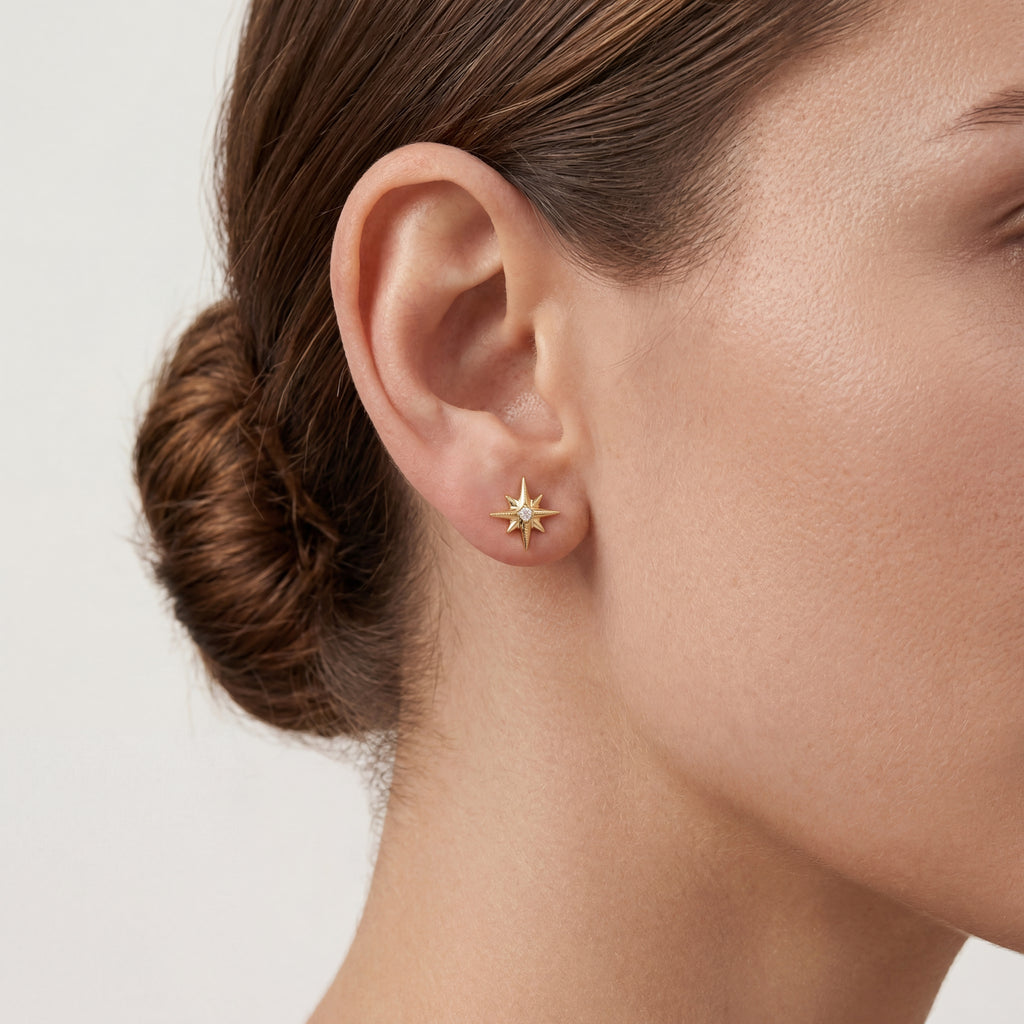 Four-Point Star Titanium Stud Earrings - image 2