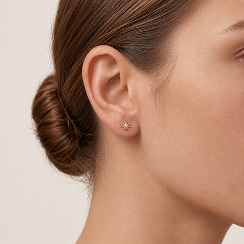 Four-Point Star Titanium Stud Earrings - image 2
