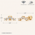 Sterling Silver Cubic Zirconia Flat Back Earrings - Gold