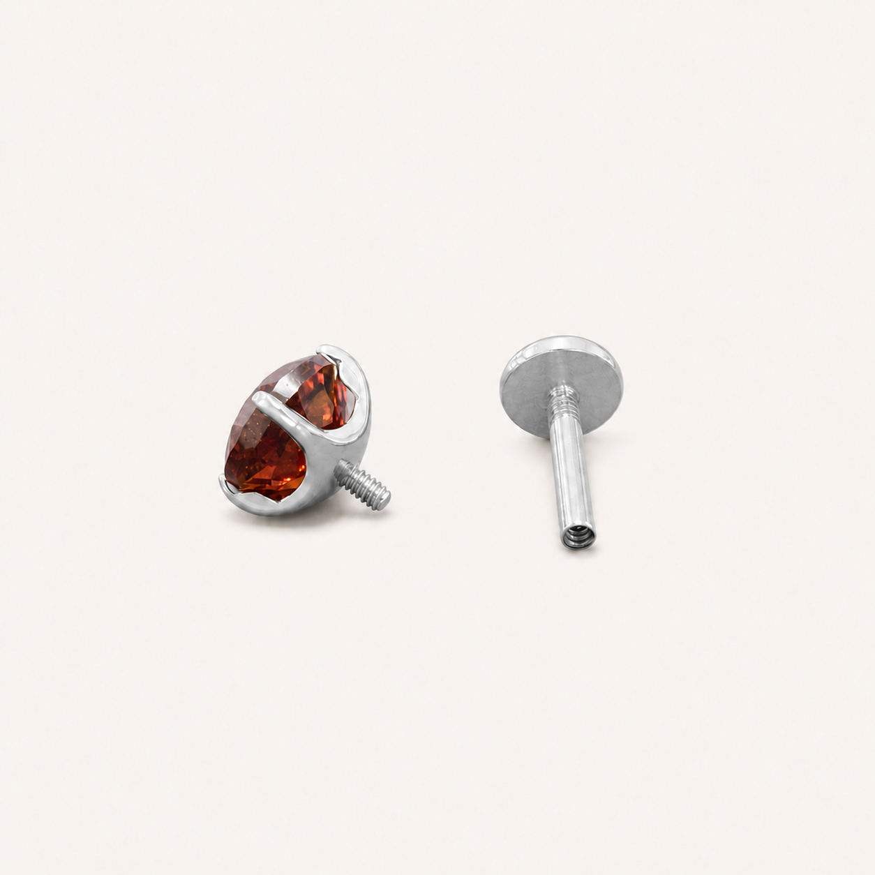 Titanium Garnet Flat Back Stud Earrings