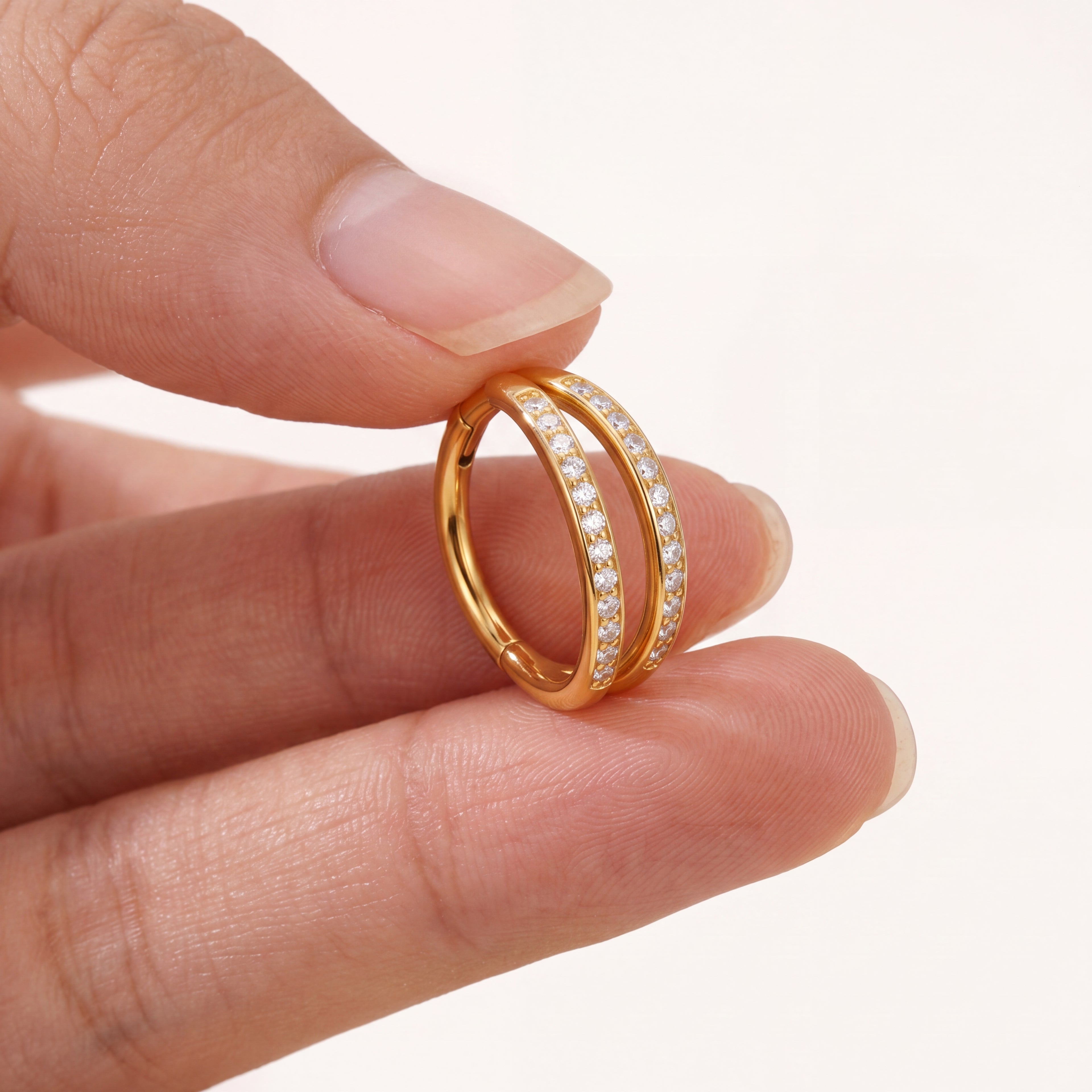 Twin Pave Titanium Hoop Earrings - image 4