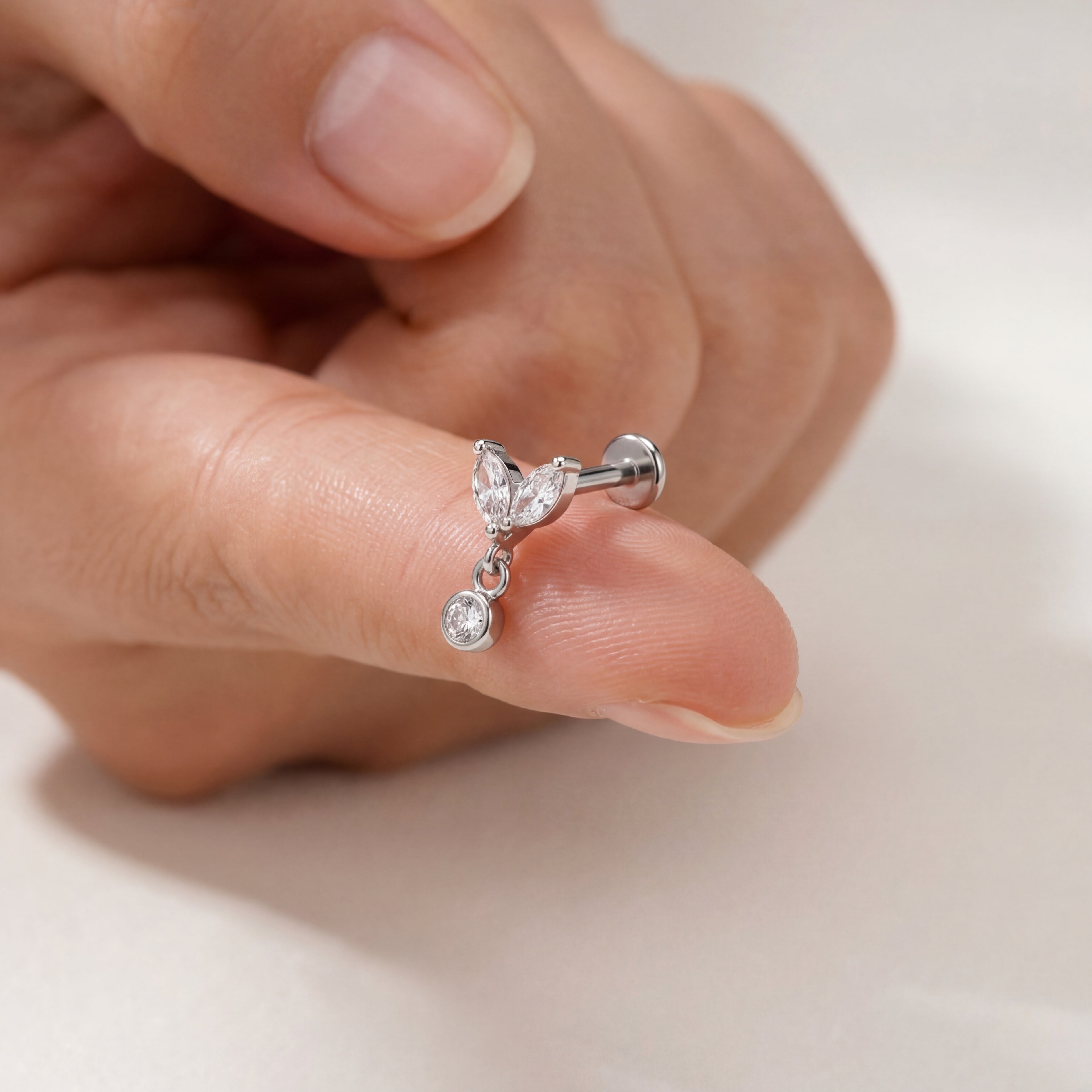 Marquise Drop Titanium Stud Earrings - image 4