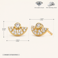 Sterling Silver Zirconia Fan Stud Earrings - Gold