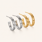 Sterling Silver Geometric C-Curve Stud Earrings detail view