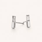 Sterling Silver Zirconia Square Stud Earrings detail view