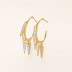 Sterling Silver French Zirconia Tassel Drop Stud Earrings detail view