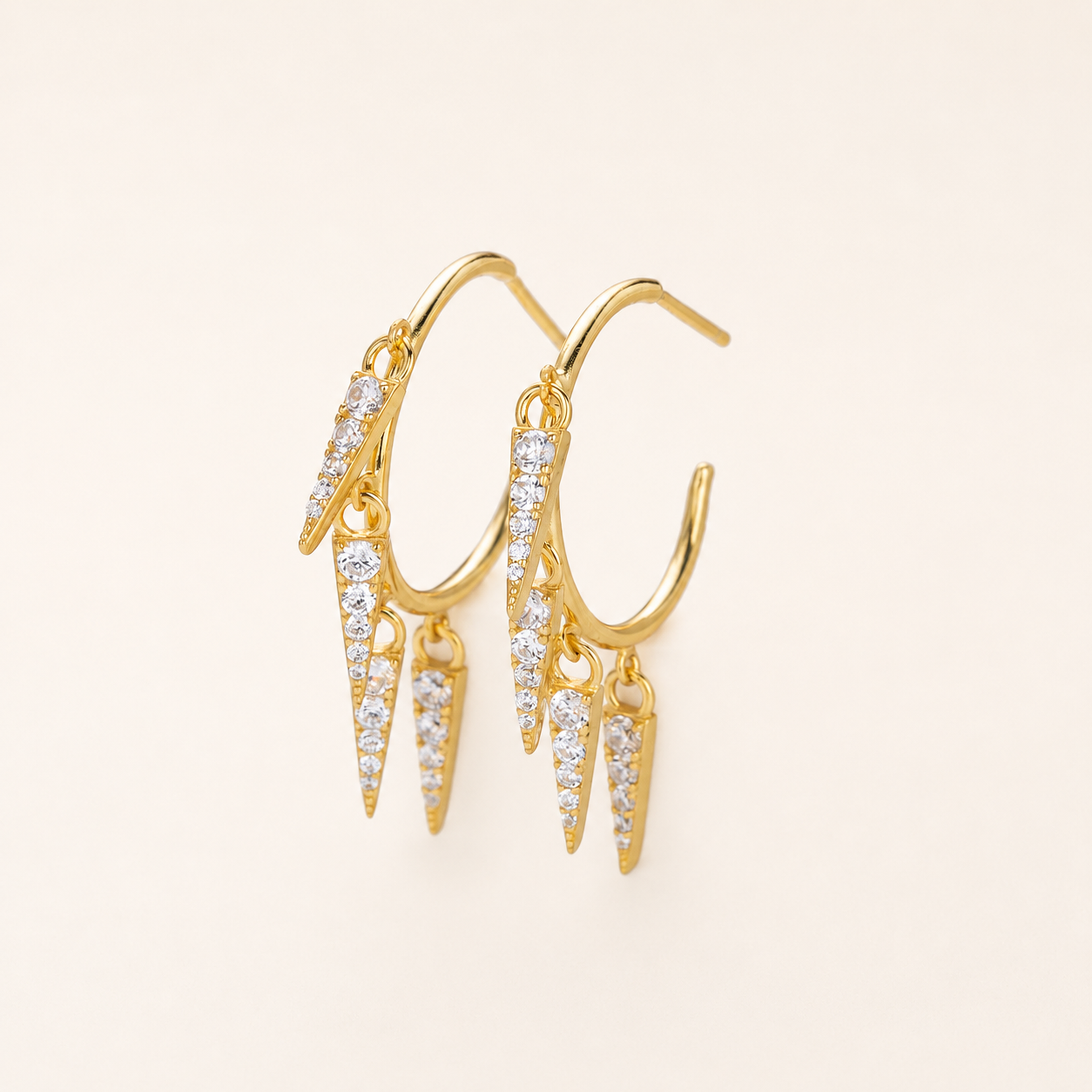 Sterling Silver French Zirconia Tassel Drop Stud Earrings detail view