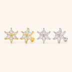 Sterling Silver Zirconia Flower Flat Back Earrings