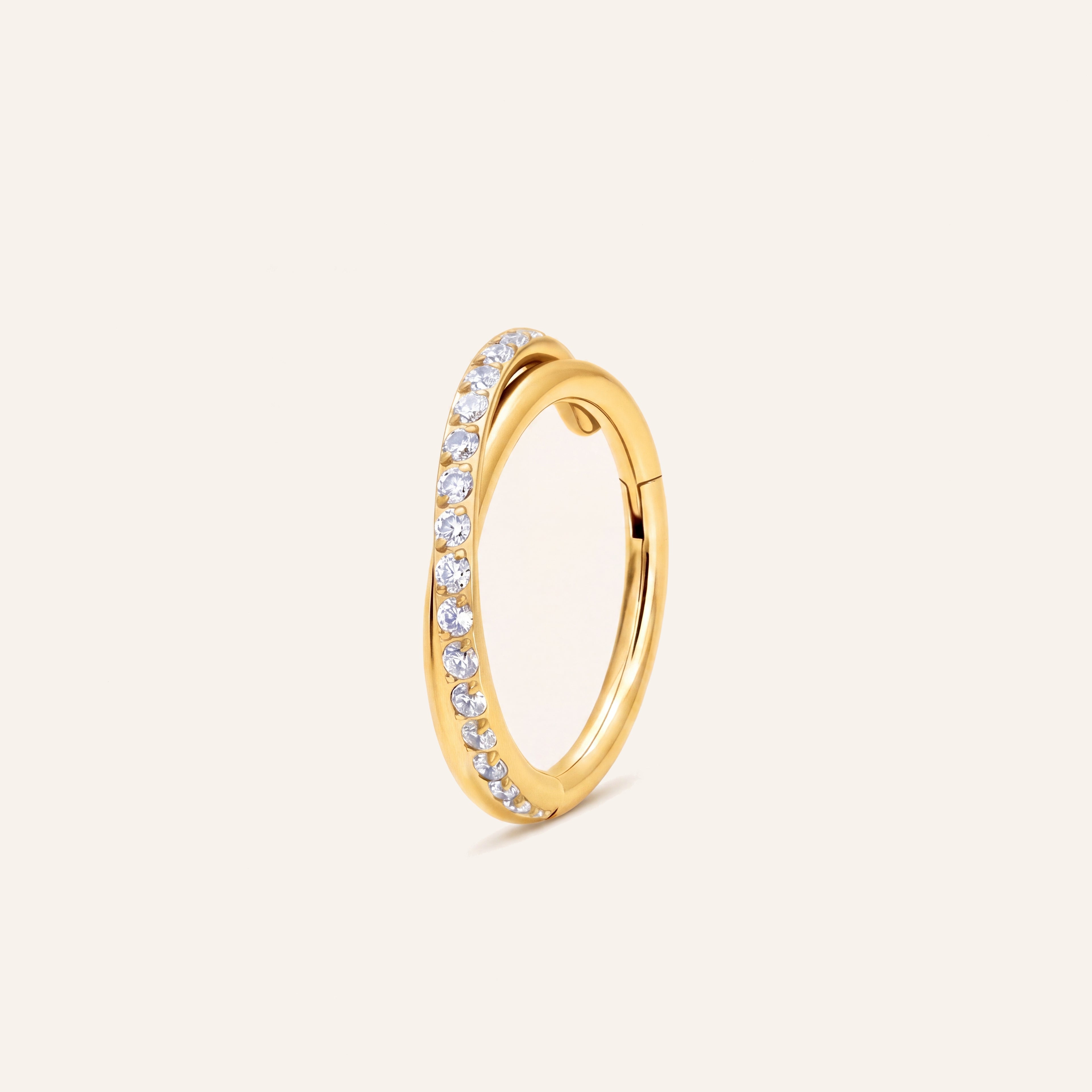Slim Pave Titanium Hoop Earrings - Gold