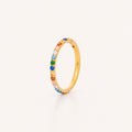 Rainbow Crystal Titanium Hoop Earrings - Gold