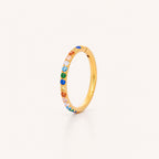 Rainbow Crystal Titanium Hoop Earrings - Gold