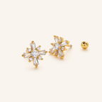 Sterling Silver Rice Flower Zirconia Flat Back Earrings detail view