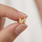 Bow Crystal Titanium Stud Earrings - image 4