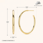 Sterling Silver Polished Round Hoop Earrings - Gold / 30mm