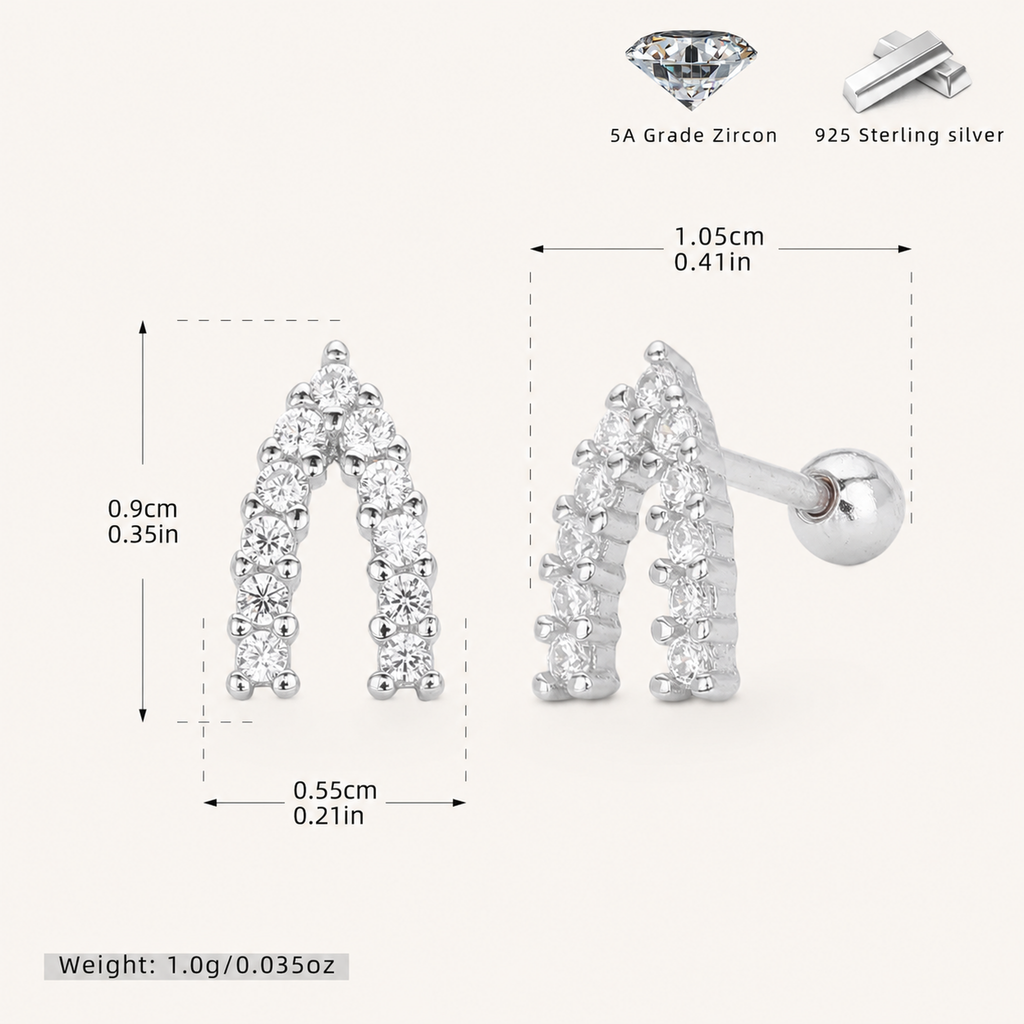 Sterling Silver Twisted Zirconia Ball Flat Back Earrings - Platinum