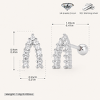 Sterling Silver Twisted Zirconia Ball Flat Back Earrings - Platinum