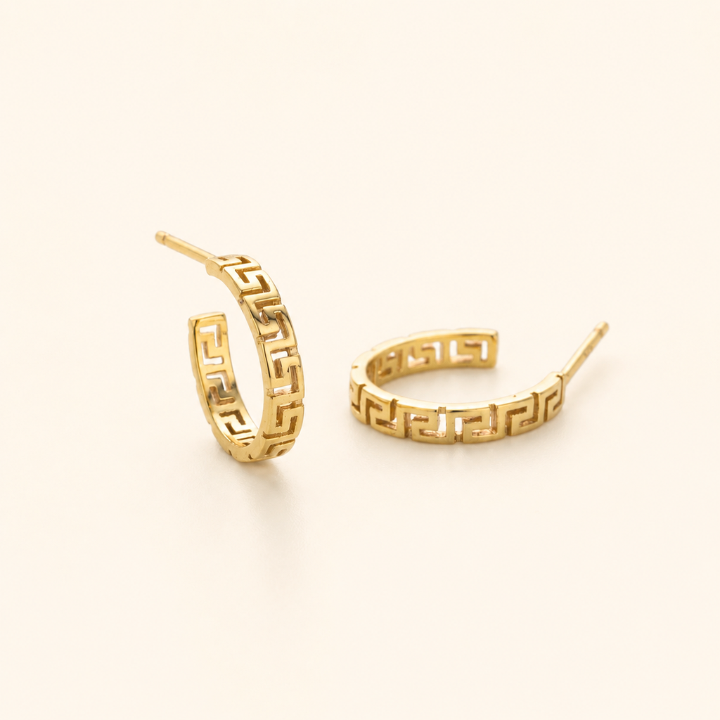 Sterling Silver Geometric C-Curve Stud Earrings detail