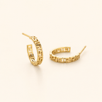 Sterling Silver Geometric C-Curve Stud Earrings detail