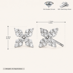 Sterling Silver Four-Leaf Clover Chain Drop Stud Earrings - Platinum