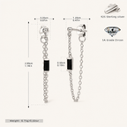 Sterling Silver Multicolor Zirconia Chain Drop Stud Earrings - Platinum / Black