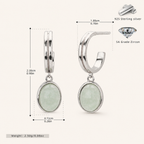 Sterling Silver Aventurine Jade Drop Stud Earrings - Platinum