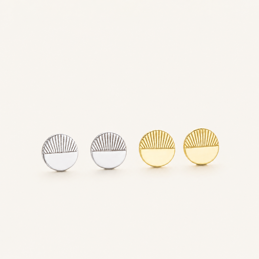 Sterling Silver Minimalist Disc Stud Earrings detail