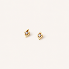 Sterling Silver Rhombus Zirconia Tassel Stud Earrings detail