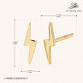 Sterling Silver Lightning Bolt Stud Earrings - Gold