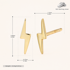 Sterling Silver Lightning Bolt Stud Earrings - Gold