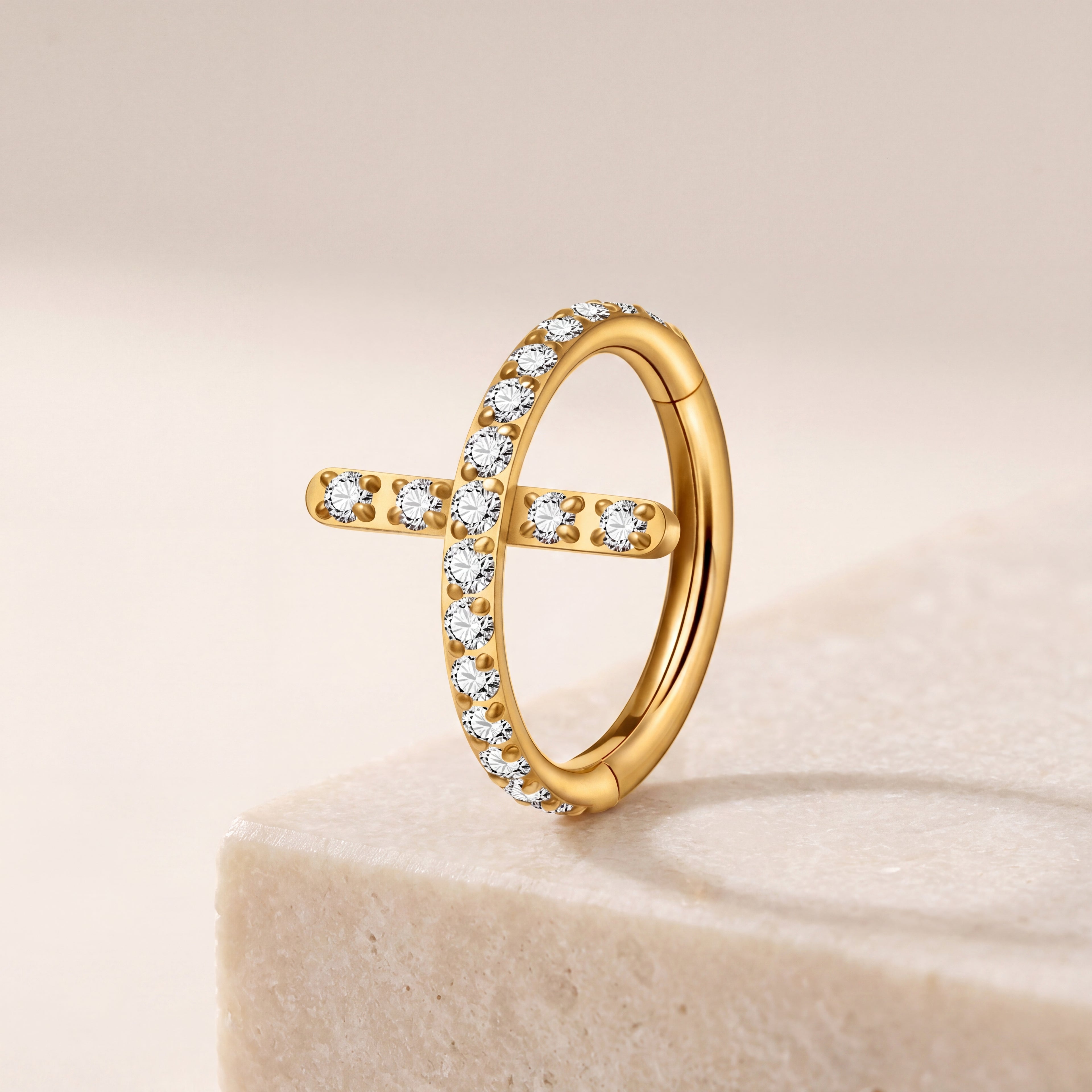 Crystal Cross Titanium Hoop Earrings - image 5