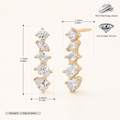 Sterling Silver Zirconia Chain Drop Stud Earrings - Gold