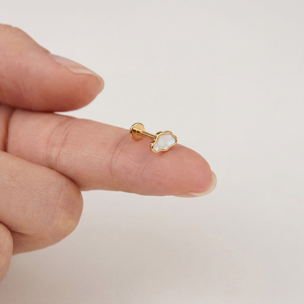 Mother-of-Pearl Cloud Titanium Stud Earrings - image 4