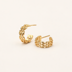 Sterling Silver Braided Twist Circle Stud Earrings detail