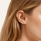 Sterling Silver Opal Stud Earrings worn on the ear