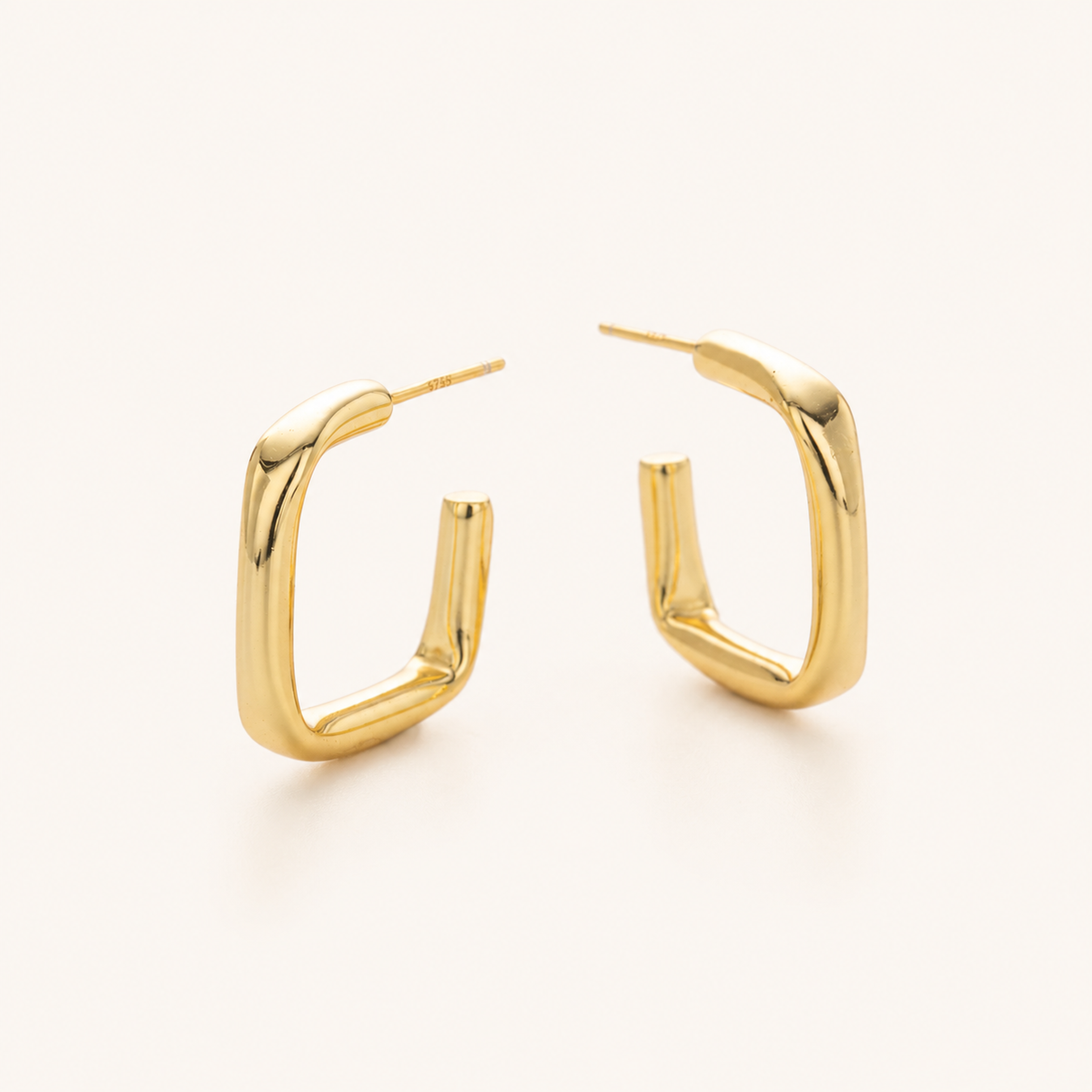 Sterling Silver Hollow Tube Stud Earrings detail view